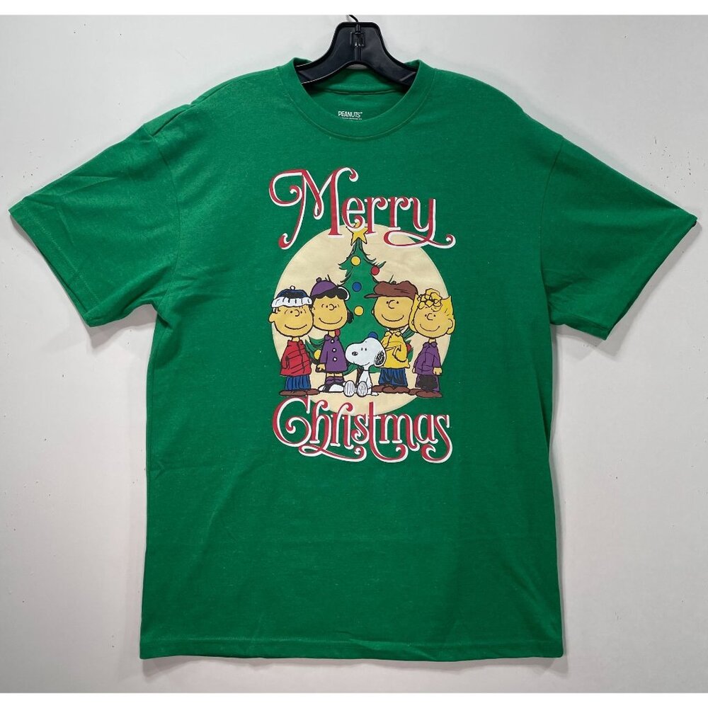 World Wide - Peanuts - Unisex Adult Short Sleeves T-Shirt - Graphic Tee-Green- L